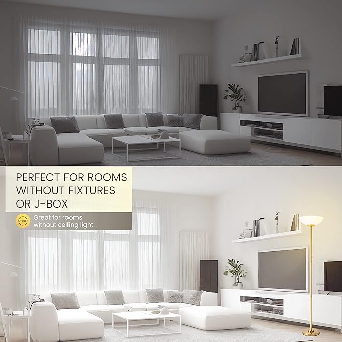 Super Bright Floor Lamp 8000LUMEN - DIMMABLE 30K Energy-Efficient Standing Lamp with Cement Base, for Living Room and Bedroom - Matte Finish, Modern and Elegant Design (White)-Ruum Studio Home