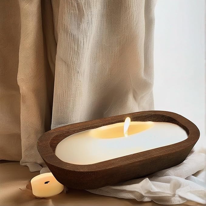 Royxen 8 Pack Wood Dough Bowl, Wooden Dough Bowls Paulownia, Rustic Bowl Vintage, Bowls for Candle (Brown, 9.7" x 6")-Ruum Studio Home