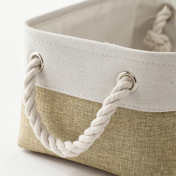 Small Storage Baskets for shelves,Fabric Storage Baskets for closet,rectangular Collapsible baskets for organizing clothes,books,gifts-Ruum Studio Home