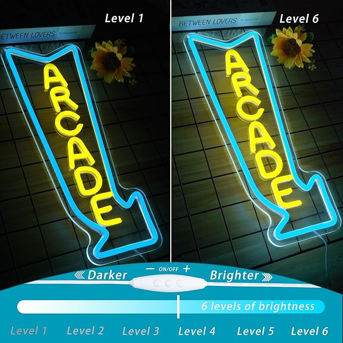 Arcade Neon Sign LED Light Dimmable Gaming Lights for Wall Decor USB Powered Neon Gaming Sign for Game Rooms, Bars and Retro Arcade Decor Gifts for Teenage Boys, Kids-Ruum Studio Home
