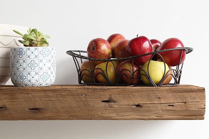 Urban Legacy Reclaimed Barn Beam Deep Shelves | Deep Shelves with Brackets Included, Set of 2 | (Natural Low Profile Bracket, 48" x 11" x 3")-Ruum Studio Home