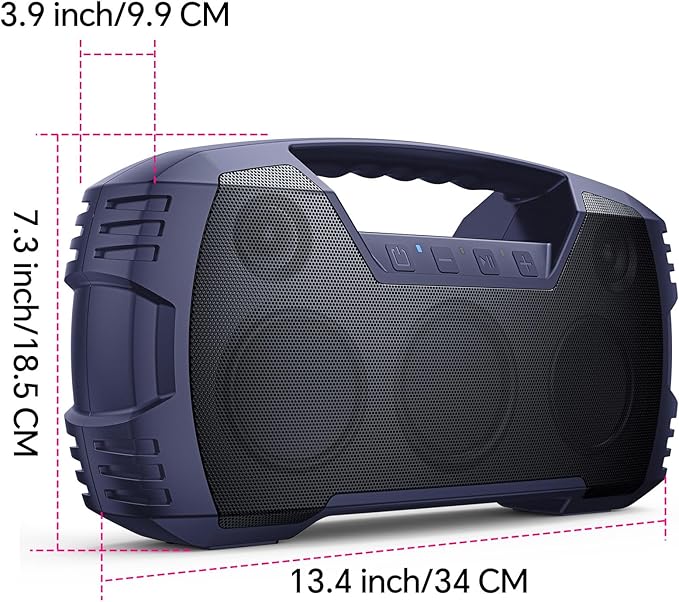 Houl Zallee IPX7 Waterproof Bluetooth Speaker, 40W Portable Wireless Speakers, 32H Playtime, Stereo Loud Sound, Deep Bass, Bluetooth 5.0, Built-in Mic, for Party/Camping/Pool/Gifts, Beach-Navy Blue-Ruum Studio Home