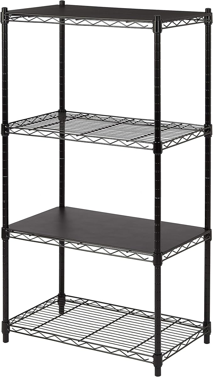 Amazon Basics 2-Shelf Stackable Storage, 13.3" D x 23.2" W x 22.2" H, Black-Ruum Studio Home