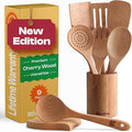 Riveira Cherry Wooden Spoons for Cooking Set of 9 – Natural Cherry Wooden Cooking Utensils, Wooden Spatula, Wooden Spoon - Premium Quality Wooden Utensil Set for Non-Toxic Cooking-Ruum Studio Home