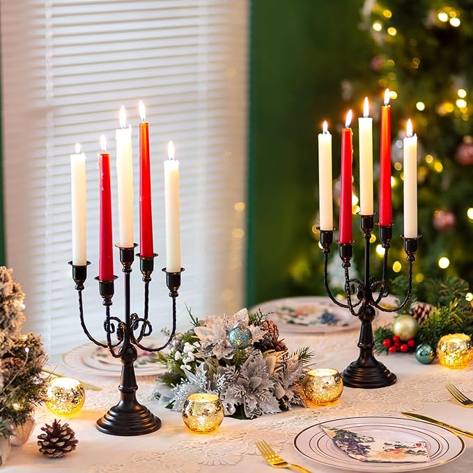Sziqiqi Black Candelabra Candle Holder - Candle Holders for Candlesticks Set of 2 Metal Candelabrum Stand for Wedding Christmas Table Centerpieces Decor-Ruum Studio Home