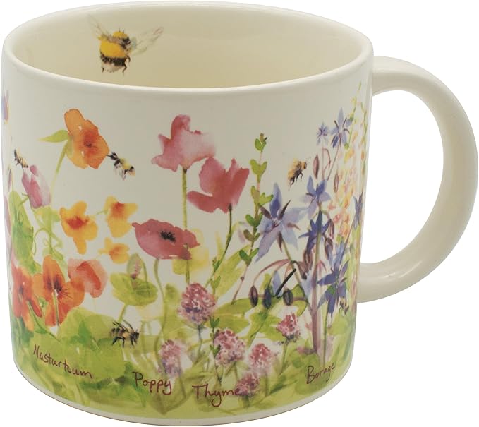 The Unemployed Philosophers Guild Bee Garden Coffee Mug - Features Beautiful Watercolor Flowers and Buzzing Bees - Comes In A Fun Gift Box, 14 oz-Ruum Studio Home