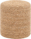 16'' Round Ottoman Natural Seagrass Braided Poof Hand Weaving Round Ottomans Boho Footrest Stool for Home Living Room Bedroom Patio(Natural)-Ruum Studio Home