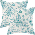 CXMEIFLY Aqua Teal Spring Pillow Covers 18 x 18 Inch Set of 2 for Chinoiserie Flowers Decor Throw Pillows Floral Leaves Seasonal Plant Outdoor Decorative Cushion Cases for Couch Bed Decorations-Ruum Studio Home