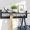 BAMEOS Wall-Mounted Shelf with Hooks - 28.9 Inch Entryway Hanging Shelf with 5 Dual Hooks for Bathroom, Living Room, Bedroom (Black)-Ruum Studio Home