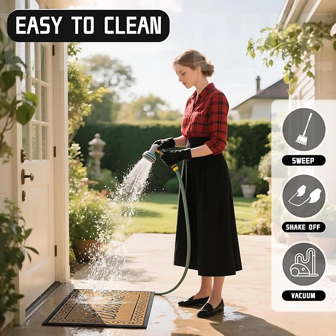 Yimobra Welcome Front Door Mat, Heavy Duty Easy Clean Doormat Indoor Outdoor, Waterproof Quick Dry Floor Mat for Home, Garage, Hign Traffic Areas, Non Slip, Low Profile, 29.5X17 Inches, Yellow-Ruum Studio Home