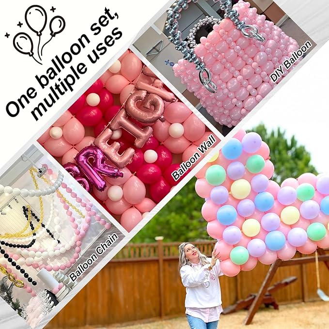 Pastel Pink Linking Balloons, 100PCS 6 Inch Small Baby Pink Link Balloons for Making Balloon Wall Heart Arch, Quick Linked Balloon for Girls Wedding Birthday Baby Shower Valentine's Party Decorations-Ruum Studio Home