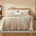 MarCielo 3-Piece 100% Cotton Oversized Bedspread Lightweight Quilt Coverlet Embroidery Farmhouse Bedding Set(TL Beige,Oversized King (118"x106"))-Ruum Studio Home