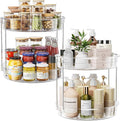 LAMU 2 Pack 2 Tier Lazy Susan Turntable Organizer 12inch Rotating Spice Rack Organization for Cabinet, Kitchen, Pantry, Countertop, Bathroom, Vanity, Medicine Cabinet Organizer, Clear-Ruum Studio Home