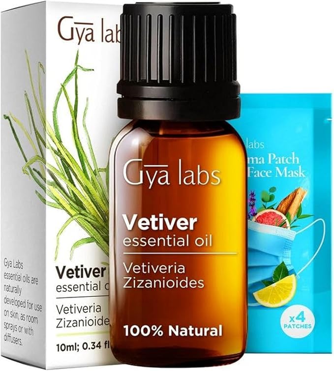 Gya Labs Vetiver Essential Oil Creates a Tranquil Atmosphere for Relaxation - 0.34 Fl Oz - 100% Pure Natural Vetiver Oil for Skin, Hair, Diffuser & Candle Making Scent-Ruum Studio Home