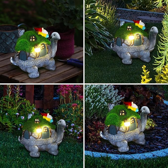 SunGlee Solar Turtles for Outdoors Turtle Solar Light Garden Statue, Cute Tortoise Garden Outdoor Turtle Decor for Patio Lawn Yard Gifts for Mom Grandma Housewarming Birthday-Ruum Studio Home