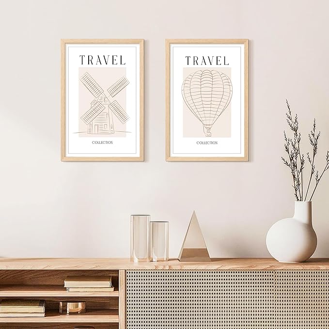 upsimples 12x18 Frame, Natural Solid Wooden Picture Frames, Display 11x17 with Mat or 12 x 18 Without Mat, Vertical or Horizontal Wall Hanging, 1 Pack, Natural-Ruum Studio Home