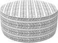 LVTXIII Outdoor/Indoor Inflatable Ottoman, Patio Footrest Stool, Portable Round Ottoman for Patio Garden, Camping or Home, Herringbone Black White-Ruum Studio Home