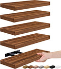 Sorbus Floating Shelves for Wall, Bathroom Shelves Wall Mounted for Kitchen, Bedroom, Living Room, Bathroom Storage, Over Toilet, Hanging Book Shelf for Ｗall Home Decor (Walnut, 5 Pack)-Ruum Studio Home