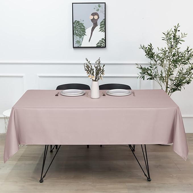 sancua Rectangle Tablecloth - 70 x 120 Inch - Stain and Wrinkle Resistant Washable Polyester Table Cloth, Decorative Fabric Table Cover for Dining Tables, Buffet Parties and Camping, Blush-Ruum Studio Home