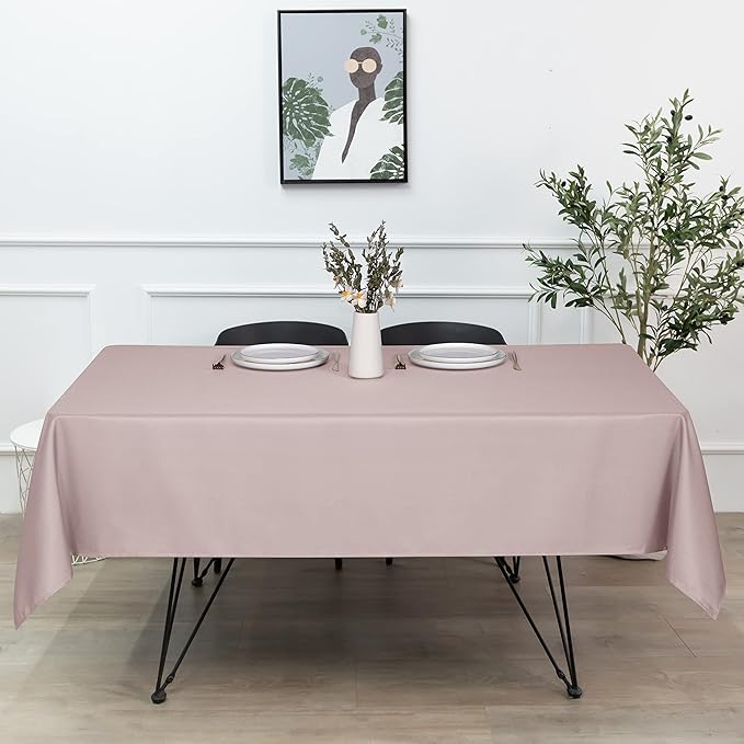 sancua Square Tablecloth - 54 x 54 Inch - Stain and Wrinkle Resistant Washable Polyester Table Cloth, Decorative Fabric Table Cover for Dining Tables, Buffet Parties and Camping, Blush-Ruum Studio Home