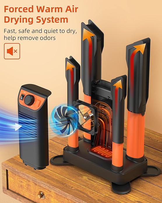 Boot Dryer Shoe Dryer, Glove Dryer & Boot Warmer with Heat Blower, Ski Boot Dryer with Adjustable Tubes & Timer, Ultra Silent, Quick Drying for Work Boots, Ski Boots, Sneakers, Gloves, Hats, Helmets-Ruum Studio Home
