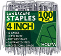 100 Pack Landscape Staples 4 Inch 12 Gauge Garden Stakes Galvanized Garden Staples Pins Anti-Rust Ground Stakes for Weed Barrier, Irrigation Tubing, Yard Lawn, Landscape Fabric-Ruum Studio Home