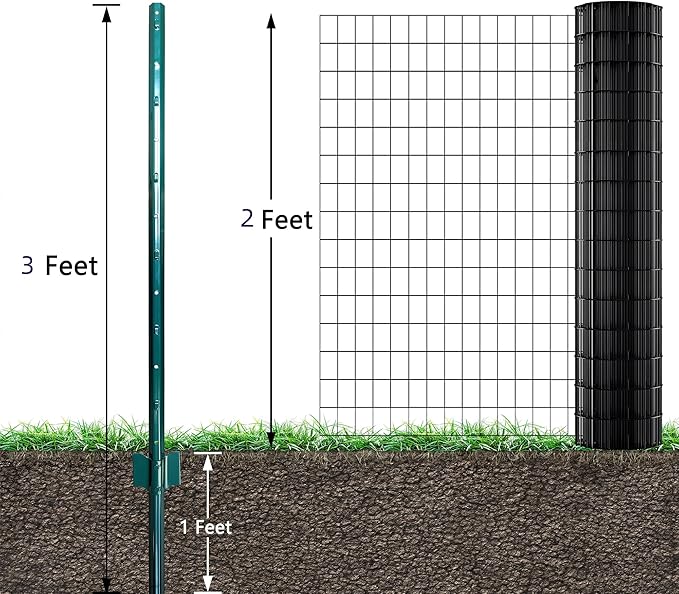 ARIFARO Sturdy Duty Metal Fence Posts 3 Feet,Pack of 10, 3-4-5-6-7 Feet No Digging Garden U Post for Wire Fencing Steel Fencing Poles for Yard, Outdoor-Ruum Studio Home