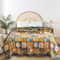 Boho Throw Blanket for Bed - 100% Pure Cotton Ultra Soft Rustic Quilt - Farmhouse Decor Bed Blankets, All Season Rustic Throw for Sofa Couch Chair(91''x 98'', Art Squares)-Ruum Studio Home