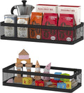 PUSDON Hanging Storage Baskets Organizer Wall Mount, Metal Wire Storage Bin Rack for Kitchen Bathroom Shower Spice Shelf Home Decor Essentials Black-2 Packs (Netting)-Ruum Studio Home