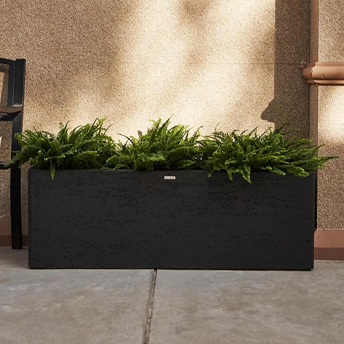 42 Inch Rectangular Concrete Planter（42Lx14Wx15H，58 Pounds）,Durable All-Weather Use with Drainage Holes,Large Rectangular Planter for Outdoor Indoor Plants-Ruum Studio Home