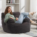 Recaceik Bean Bag Chairs, Tufted Soft Stuffed Bean Bag Chair with Filler, Fluffy Lazy Sofa, Imperial Lounger Giant Bean Bag Chair for Bedroom, Living Room, Dark Black-Ruum Studio Home