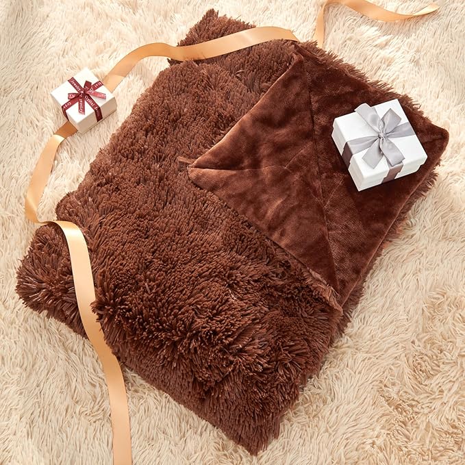 GONAAP Fuzzy Faux Fur Throw Blanket Twin Size Coffee Super Soft Cozy Plush Fuzzy Shaggy Blanket for Couch Sofa Bed (Coffee, Twin(60"x80"))-Ruum Studio Home