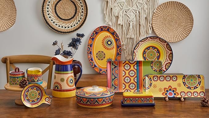 Bico Tunisian Ceramic 16 inch Oval Platter, Microwave & Dishwasher Safe-Ruum Studio Home