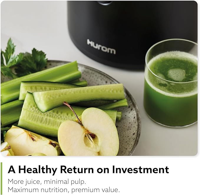 Hurom H320 Cold Press Juicer Machine, Easy to Clean Masticating Slow Juicer, Coarse Strainers, Self-Feeding, Hands Free, Family Size, Quiet Motor, Easy Assembly (Black)-Ruum Studio Home