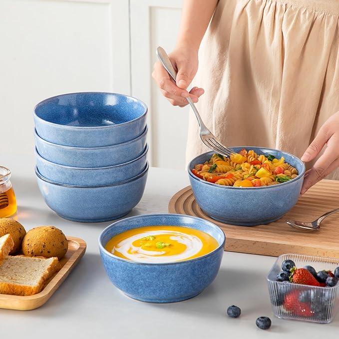 vancasso ANYA 18 Pieces Plates and Bowls Set, Blue Dinnerware Sets, Reactive Glaze Dishes Set for 6, Ceramic Dishware Sets Kitchen Dinner Set, Microwave & Dishwasher Safe-Ruum Studio Home