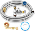 Dishwasher Installation Kit - 6 FT Stainless Steel Braided Dishwasher Hose kit,Food Grade PEX Inner Tube Water Line with 3/8"x 3/8"x 3/8" Tee Stop Valve,3/8"x 3/8"MIP Elbow,3/8"x 3/4"FHT Elbow-Ruum Studio Home