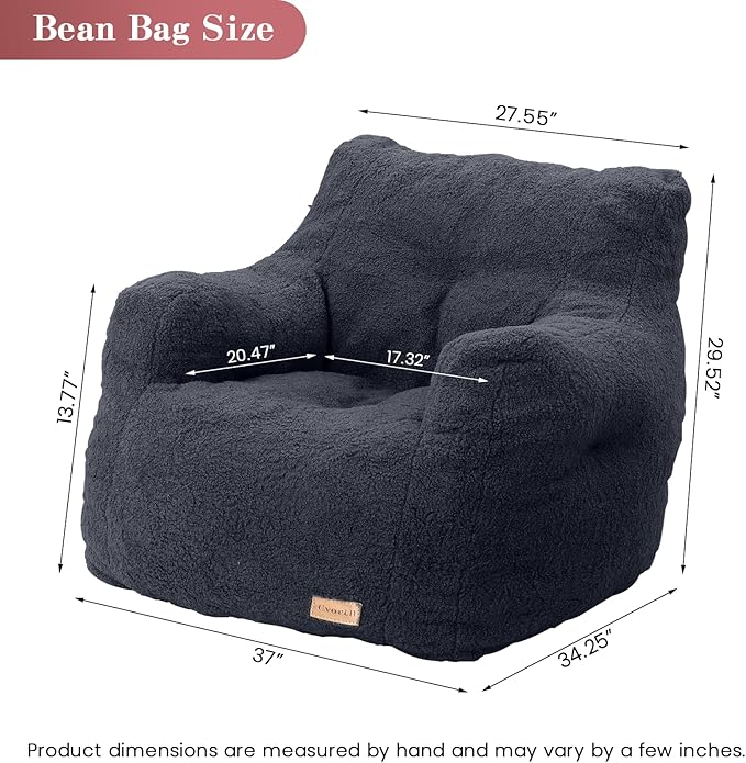 Bean Bag Chair with Filler, Bean Bag Sofa with Tufted Soft Stuffed Filling, Fluffy and Lazy Sofa, Comfy Cozy BeanBag Chairs with Memory Foam for Dorm, Apartment, Living Room (Blue)-Ruum Studio Home