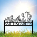 Personalized Cactus Metal Garden Sign, Large Garden Decoration Metal Sign with Stakes, Custom Gardener Family Name Sign, Cactus Decor for Outdoor, Patio Decorative, Yard Art, New Home Gift-Ruum Studio Home