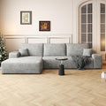 108" Sectional Couches for Living Room Modern Modular Sofa with L-Shape Couchs Upholstered Boneless Couch Deep Seat Sectional Couch with Chaise (Grey, Left Facing Chaise+2Seaters)-Ruum Studio Home