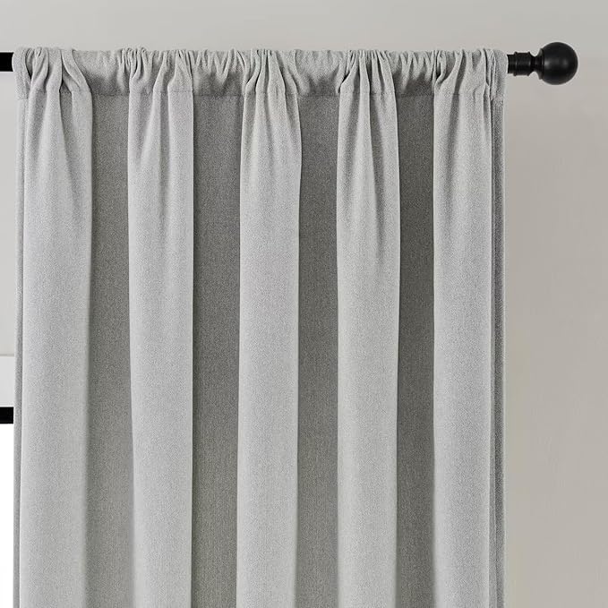 Joydeco Light Filtering Curtains 90 Inches Long for Bedroom Living Room, Faux Linen Curtains 90 Inch Length 2 Panels Set,Pinch Pleat Curtains for Bedroom Living Room(52x90 inch, Greyish White)-Ruum Studio Home