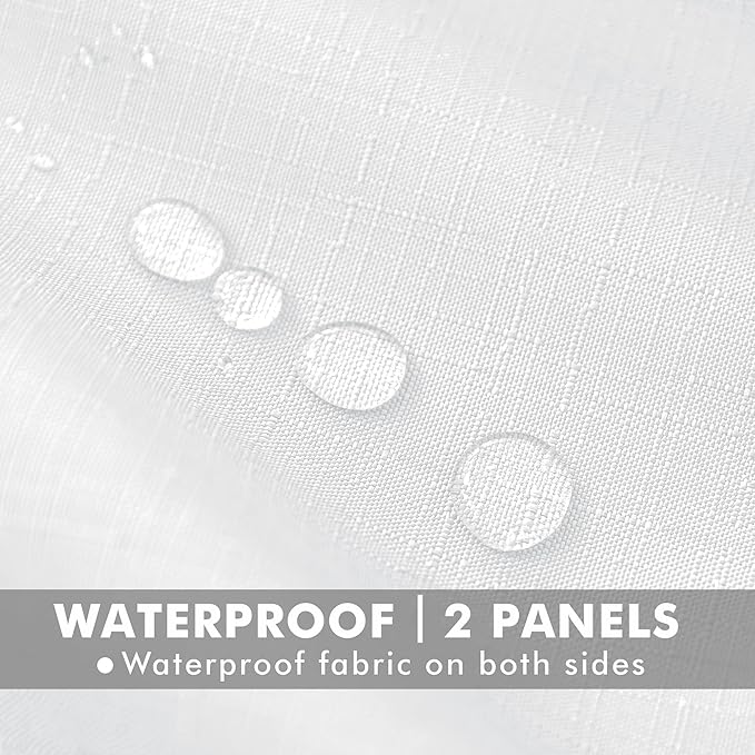 HolidayIdeas 4 Panels Outdoor Curtains for Patio Waterproof White Linen Curtains 95 Inch Length-Indoor/Outside Curtains Weatherproof, Privacy for Pergola, Porch, Gazebo-54 Wide x 95" Long-Ruum Studio Home