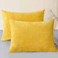 CaliTime Throw Pillow Covers Decorative 20 X 26 Inches Pack of 2 Cozy Chenille Standard Pillow Shams Cases for Couch Sofa Bed Living Room Home Mustard Yellow-Ruum Studio Home