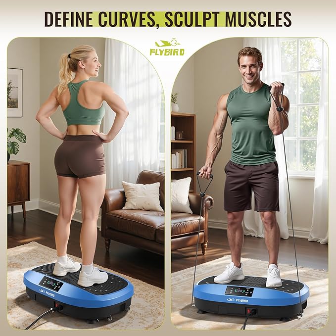 FLYBIRD Vibration Plate Exercise Machine, 120 Adjustable Speed High Intensity Vibration for Muscle Toning Weight Loss Lymphatic Drainage, Full Body Workout Vibration Plate Ideal for Fitness & Recovery-Ruum Studio Home