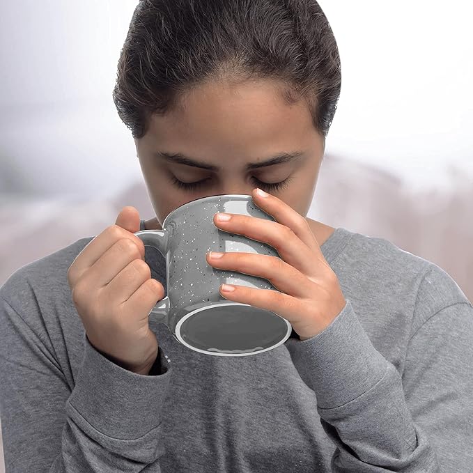 DISCOUNT PROMOS Ceramic Campfire Coffee Mugs 13 oz. Set of 10, Bulk Pack - Perfect for Tea, Espresso, Cappuccino, Hot Cocoa - Grey-Ruum Studio Home