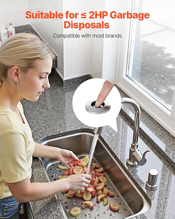 VEVOR Garbage Disposal Air Switch Kit, Dual Outlet Sink Top Air Switch for Food Waste Disposal, 3.5-inch Long Brushed Silver Stainless Steel ON/OFF Air Button for Granite, Marble, Quartz Countertops-Ruum Studio Home