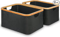 efluky Storage Baskets for Organizing, Fabric Storage Bins with Bamboo Handles, Collapsible Storage Baskets for Shelves and Closet (Black, 16.2'' x 13'' x 9.1'')-Ruum Studio Home