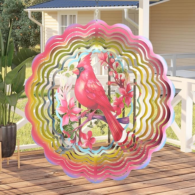 Wind Spinners Outdoor Cardinala Decorations - Birthday Gifts for Women Mom Grandma, Cardinala Deocr Hanging Wind Spinner 12 inch 3D Wind Sculptures for Garden Decor for Outside, Yard, Outdoor-Ruum Studio Home