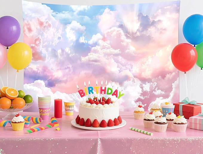 HVEST Pink Cloud Tapestry Colorful Abstract Clouds Natural Landscape Tapestries Wall Hanging for Bedroom Living Room Teen Dorm Indie Decor Poster Blanket,60x40 Inches-Ruum Studio Home