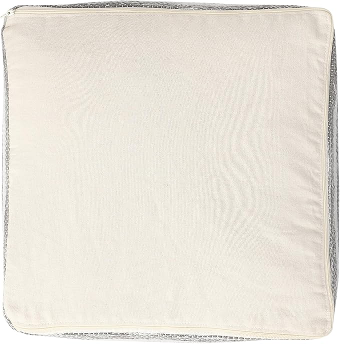 REDEARTH · Tufted Pouf Ottoman with Filler Textured Storage Cube Bean Bag Pouffe Footrest for Living Room, Bedroom, Nursery, Kidsroom; 100% Cotton (17.5"X17.5"X17.5", Melange Delight Gray)-Ruum Studio Home