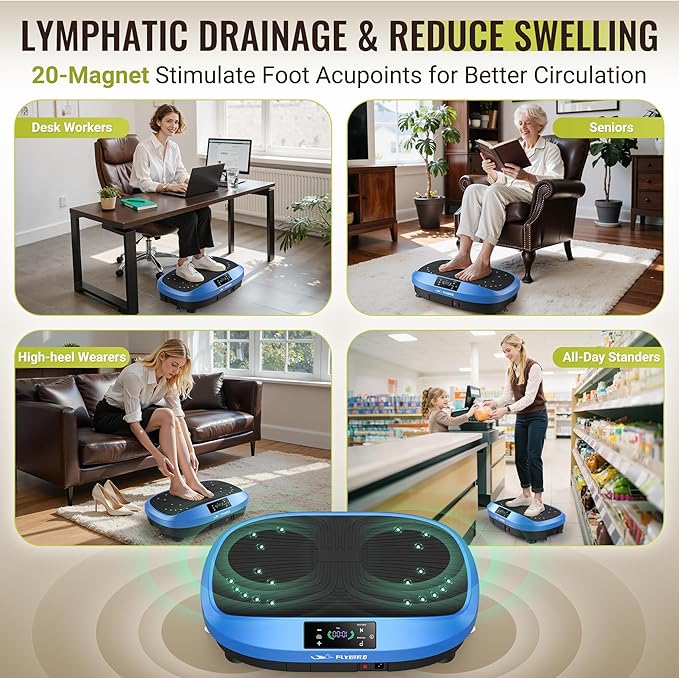 FLYBIRD Vibration Plate Exercise Machine, 120 Adjustable Speed High Intensity Vibration for Muscle Toning Weight Loss Lymphatic Drainage, Full Body Workout Vibration Plate Ideal for Fitness & Recovery-Ruum Studio Home